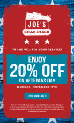 Joe’s Crab Shack Veterans Day Discount