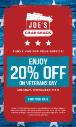 Joe’s Crab Shack Veterans Day Discount