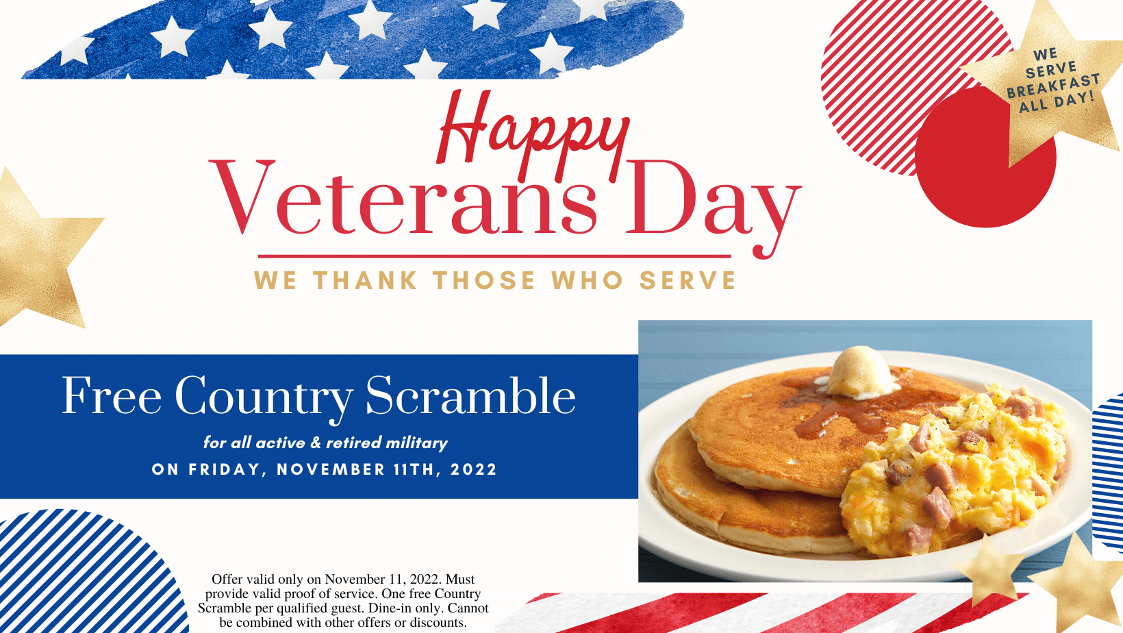 Country Kitchen Restaurants FREE Country Scramble on Veterans Day